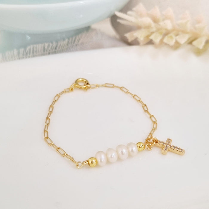 mini paper clip blessing bracelet 925 con CRUZ -ws-