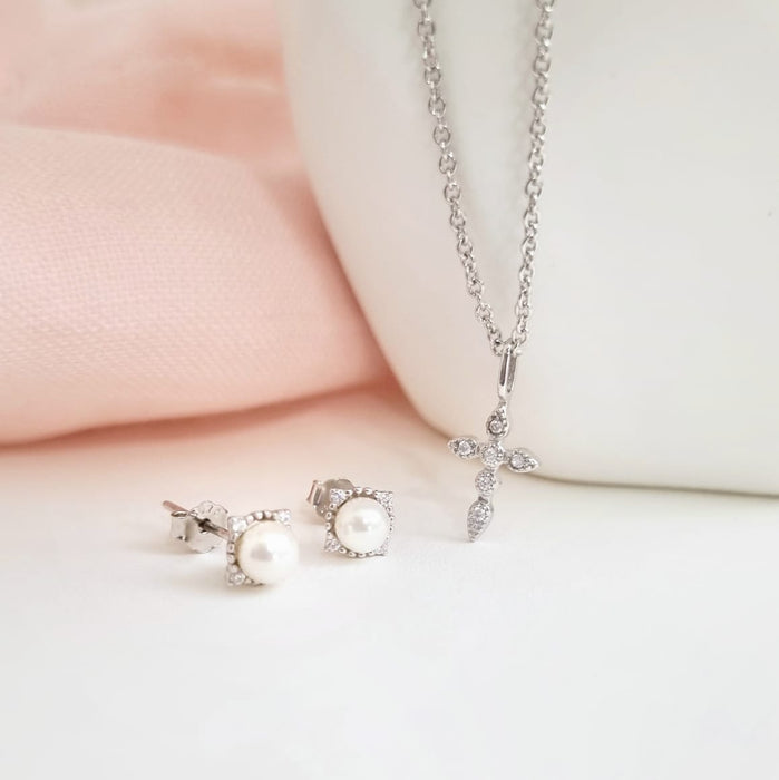 The mini cross silver necklace 925