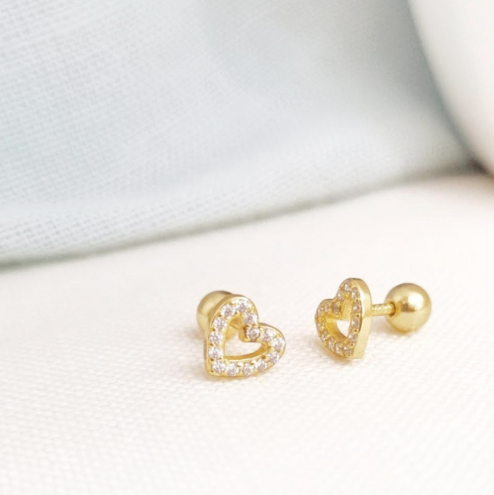 mini heart stud earrings 925