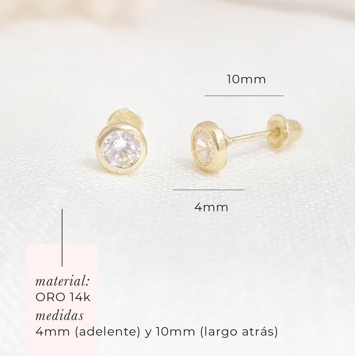 mini stud zircon - oro 14k