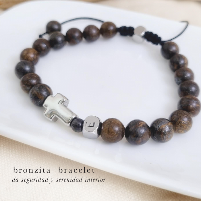 bronzita bracelet - personalízalas con cruz e iniciales