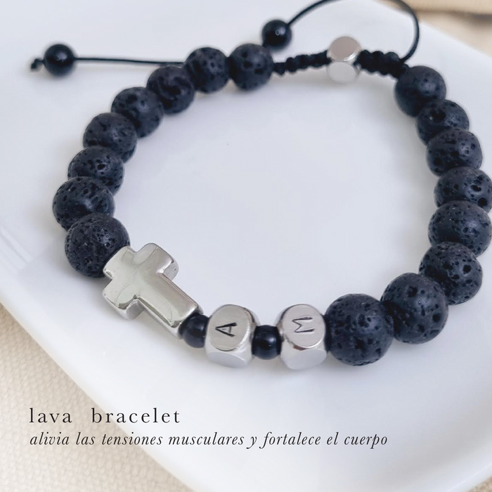 lava bracelet - personalízalas con cruz e iniciales