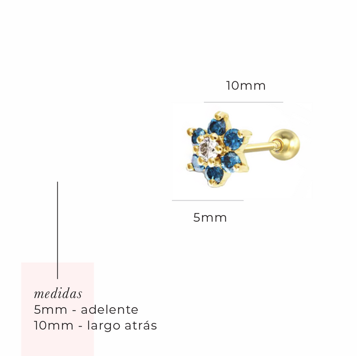 mini blue flower stud earrings 925