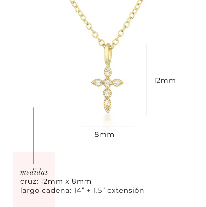 The mini cross gold necklace 925