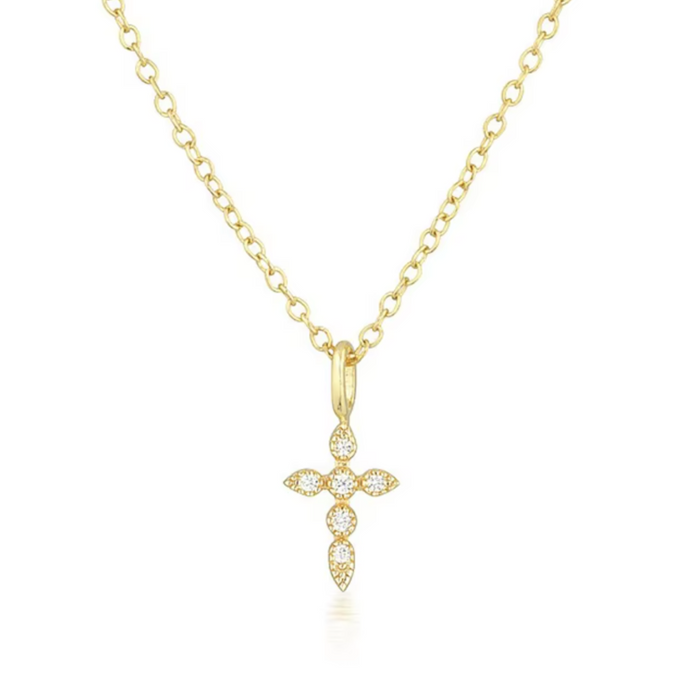 The mini cross gold necklace 925