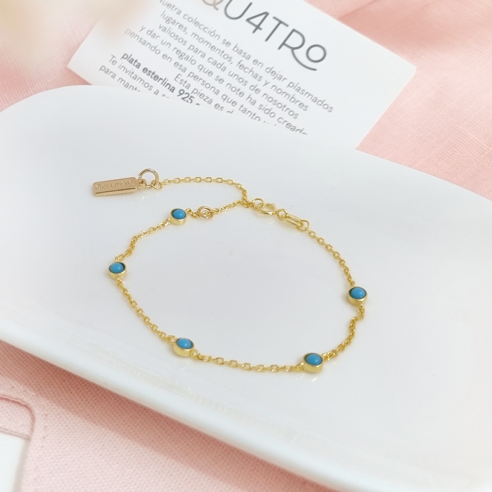 Turquoise beads bracelet 925 - personalízala - desde $38