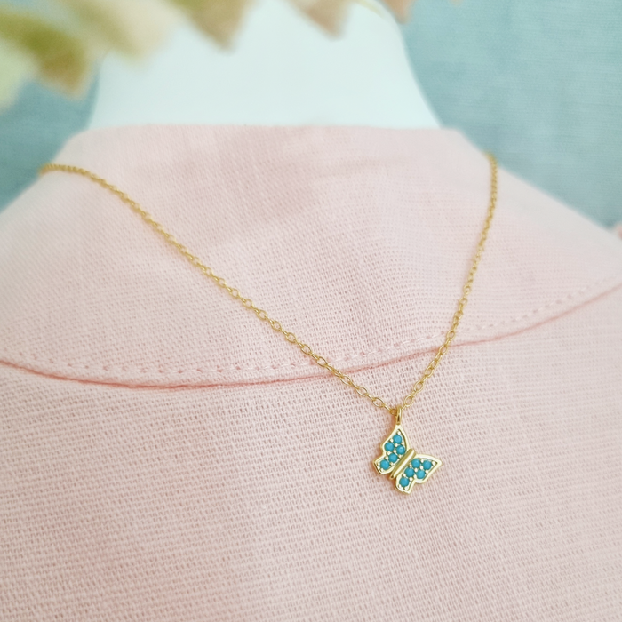 NEW IN! The butterfly turquoise necklace 925