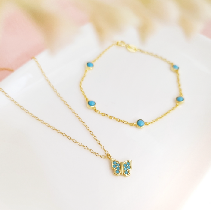 NEW IN! The butterfly turquoise necklace 925