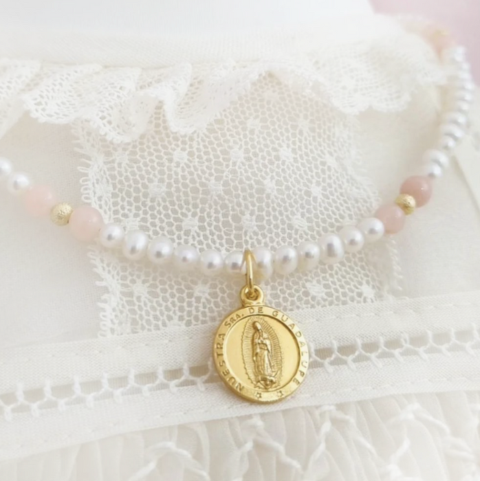 pearl necklace 925 - escoge las piedras y medalla