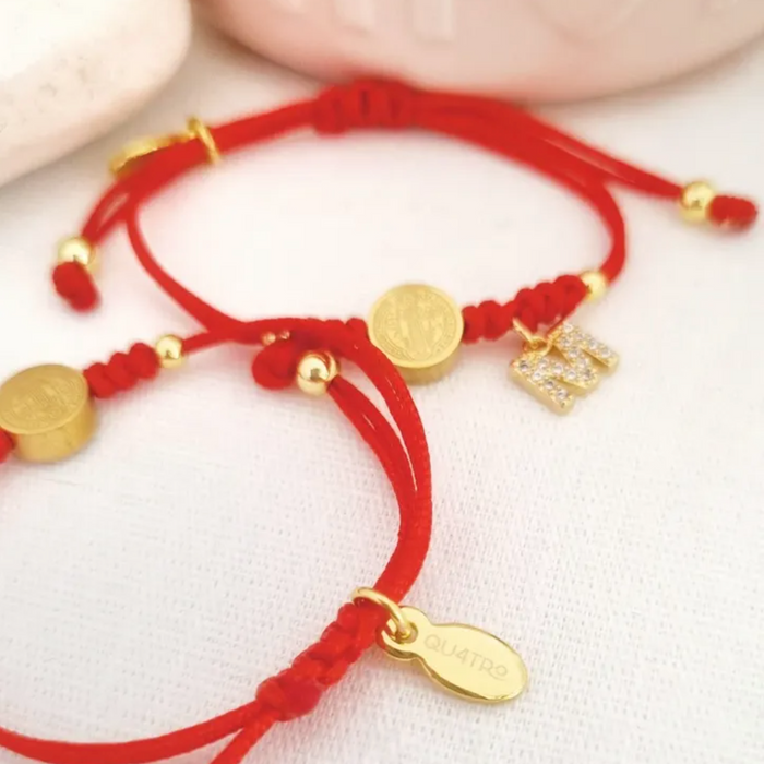 pulsera de cordón cruz turquesa blanca y dije - personalizable - plata 925