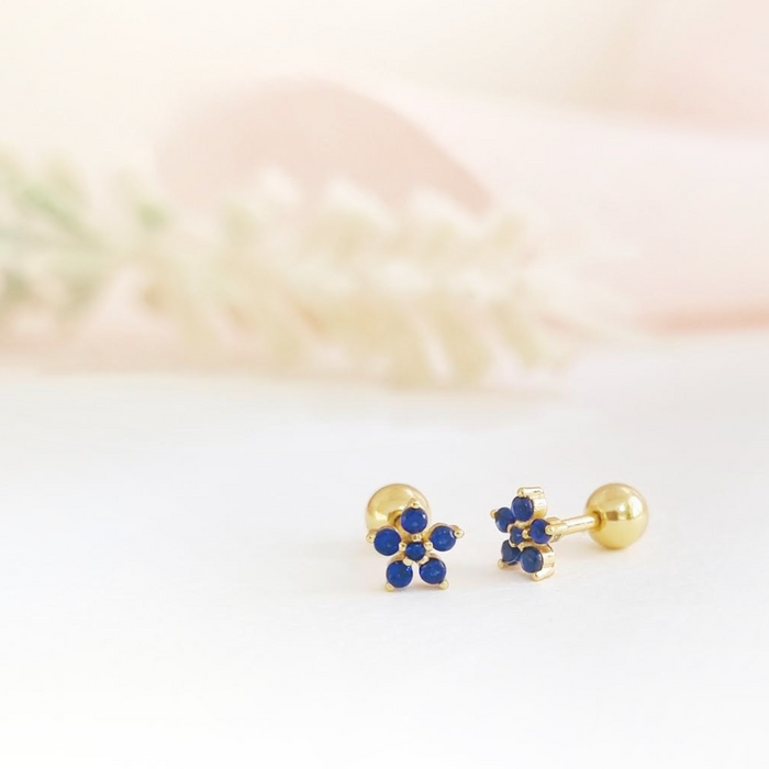 NEW IN! mini blue flower 2 stud earrings 925