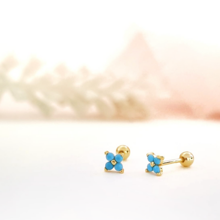 mini quartet turquoise stud earrings 925 -ws-
