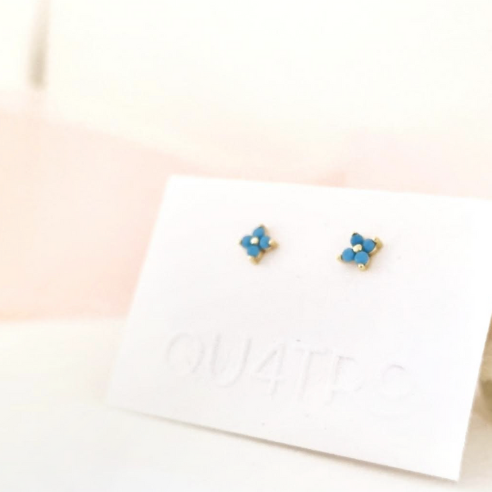 mini quartet turquoise stud earrings 925 -ws-