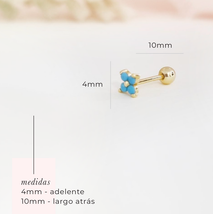mini quartet turquoise stud earrings 925 -ws-