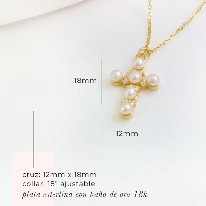 NEW IN! Pearl Cross 2 necklace 925