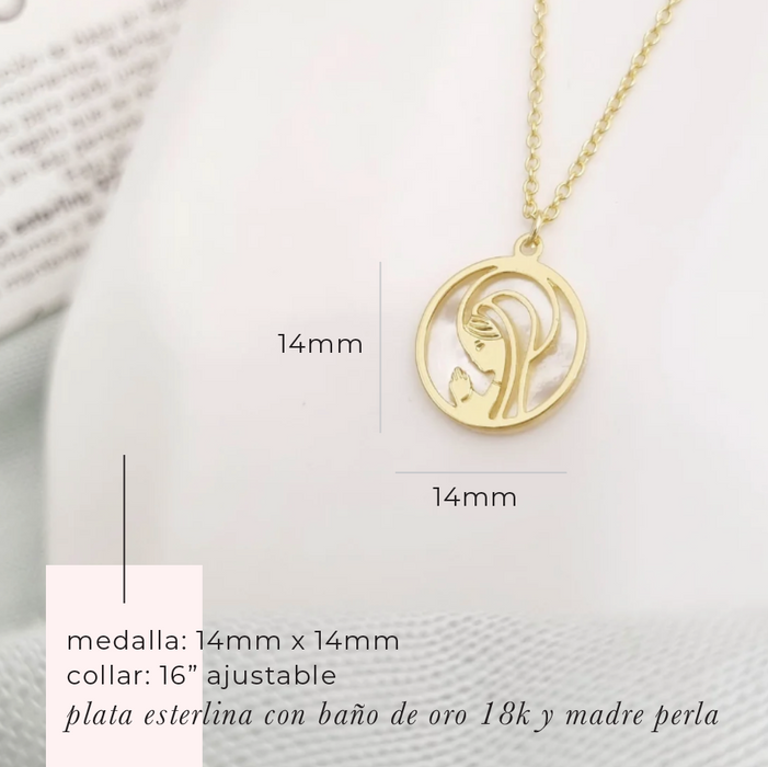 Virgen niña necklace 925 - sobre nacar