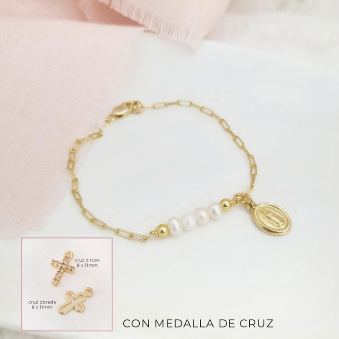 mini paper clip blessing bracelet 925 con CRUZ -ws-