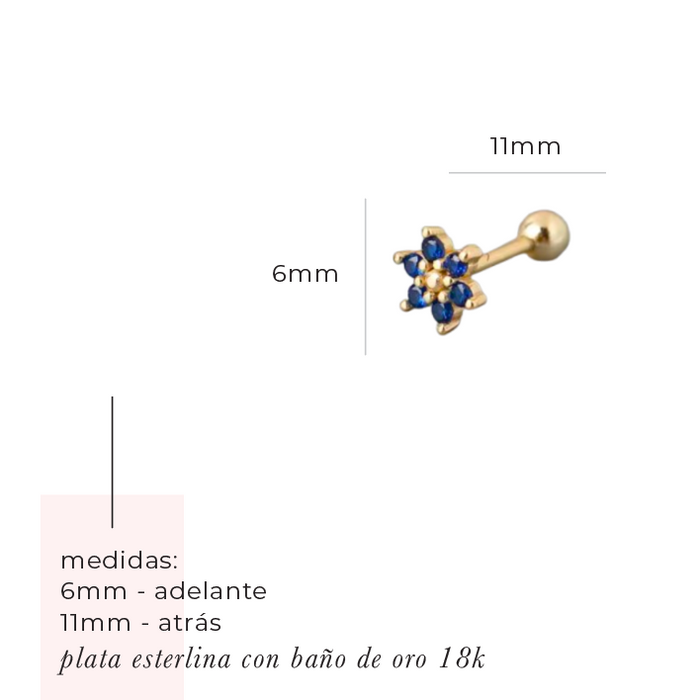 NEW IN! mini blue flower 3 stud earrings 925