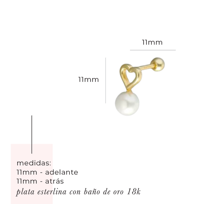 NEW IN! pearl stud heart 925 -ws-
