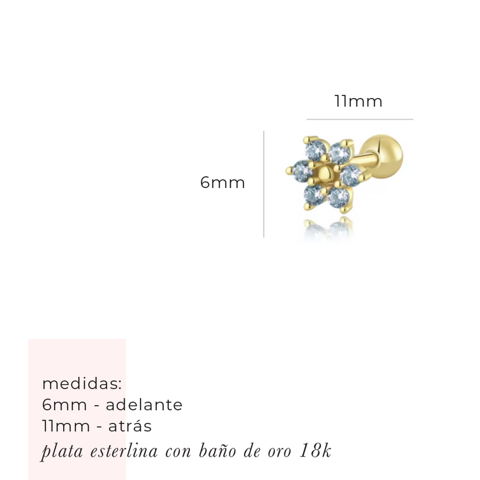 NEW IN! sky blue flower stud earrings 925 -ws-