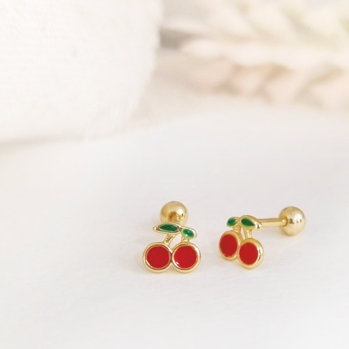 NEW IN! mini cherry stud earrings 925