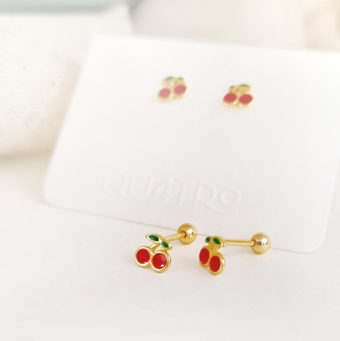 NEW IN! mini cherry stud earrings 925