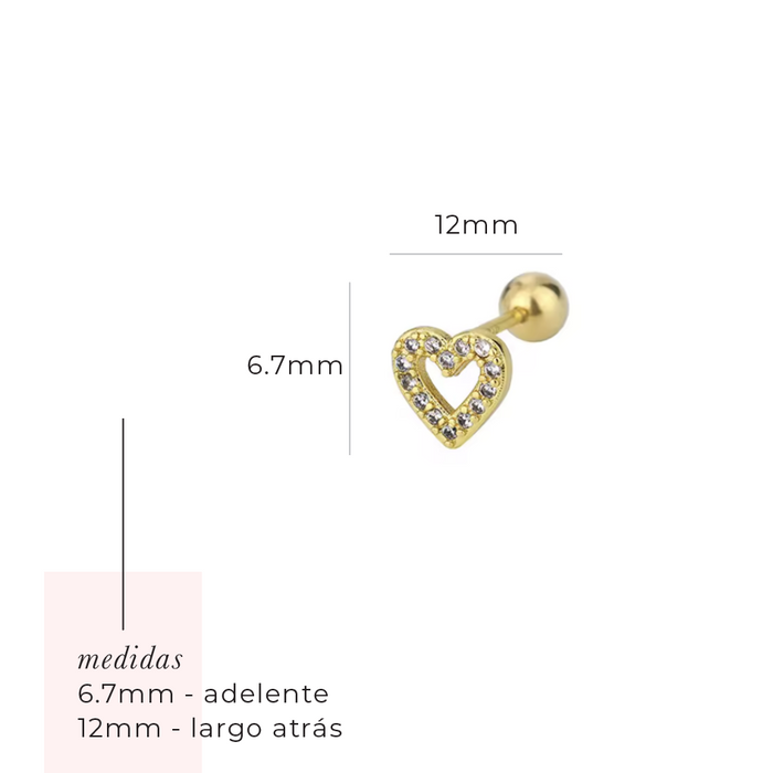 mini heart 2 stud 925 - ideal para niñas 4 años en adelante