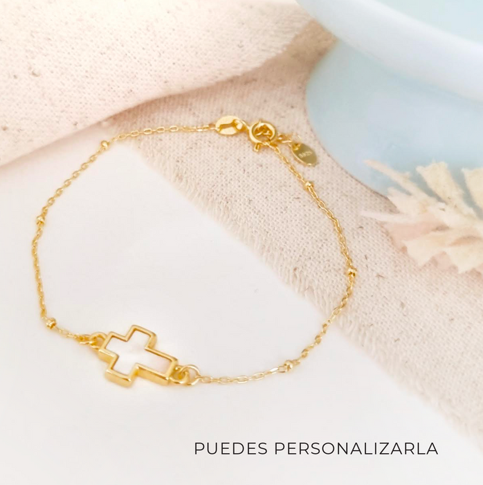 NEW IN! cross nacar bracelet 925 - desde $40 - puedes personalizarla