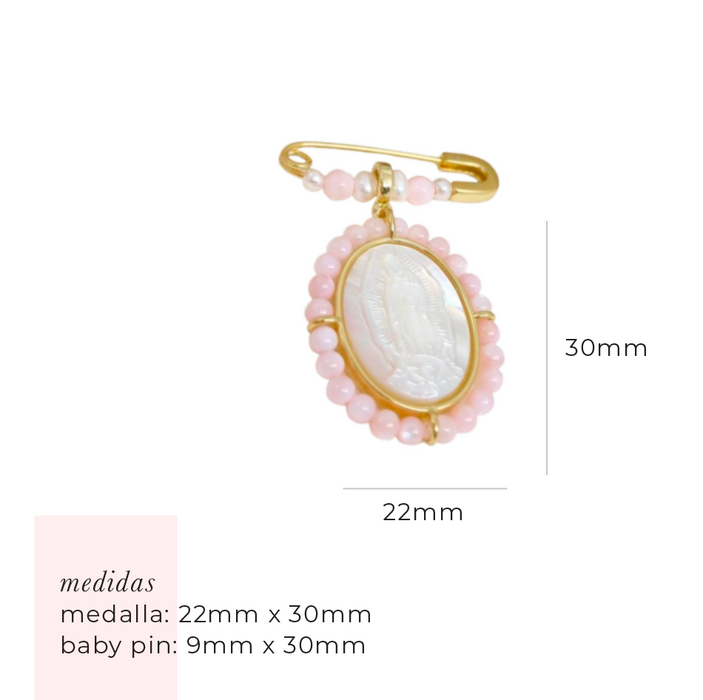 NEW IN! Baby Pin Glory oval Guadalupe o Milagrosa 925 - blush nacar