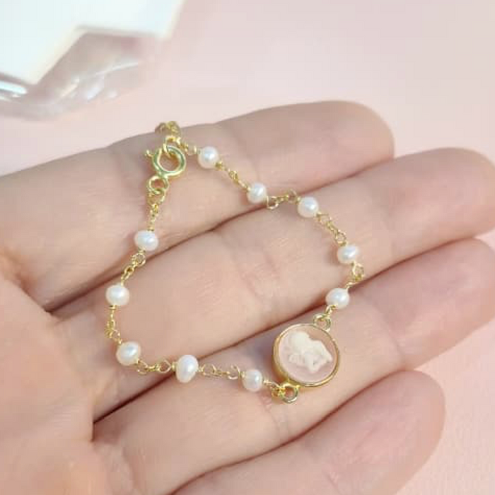 NEW IN! mini cameo angel bracelet - blush agata - denario - para BEBÉS