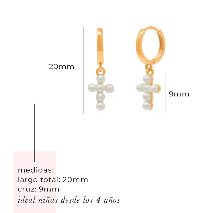 NEW IN! mini cross pearl huggies 925