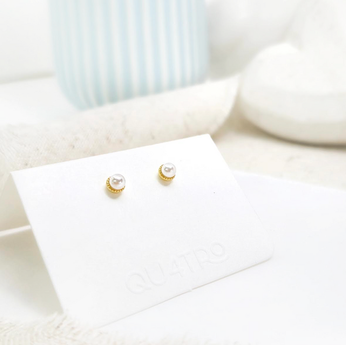 aretes mini perla clasica - plata 925 -ws-