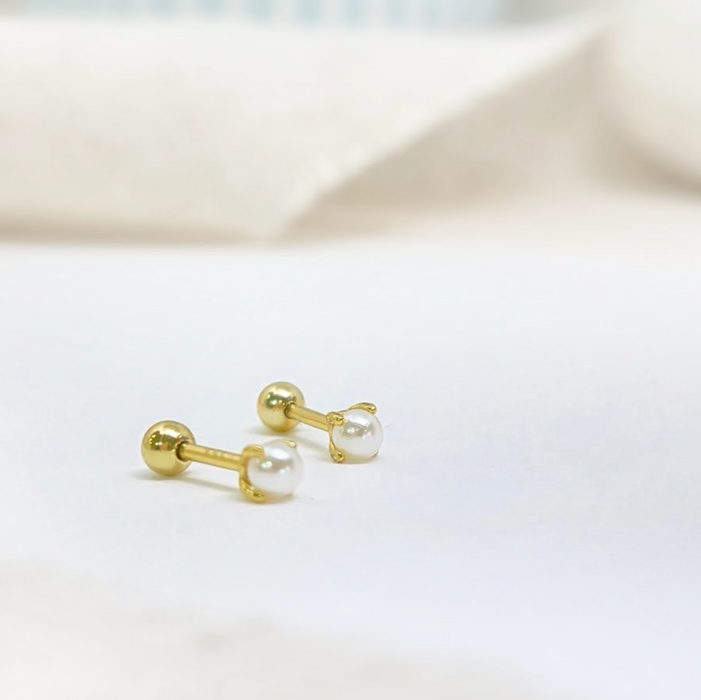 aretes mini perla clásica 2 - plata 925