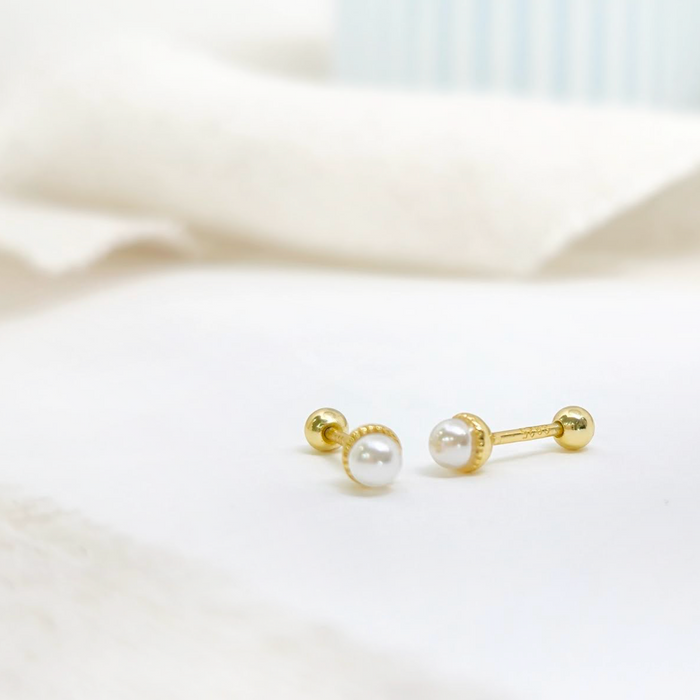 aretes mini perla clásica – plata 925