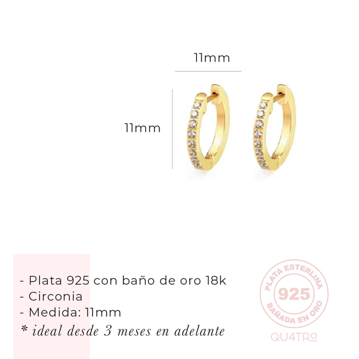 aretes mini huggie circonia 1 – plata 925