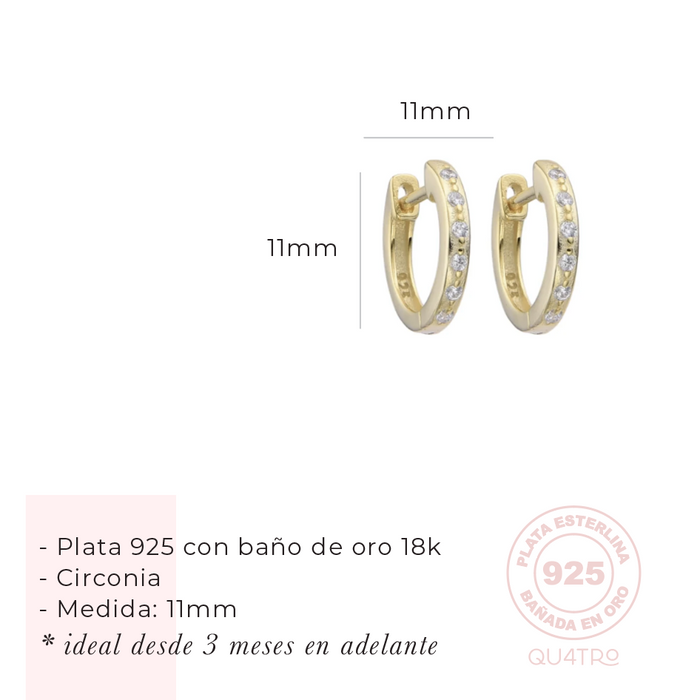 aretes mini huggie circonia 2 – plata 925 -WS-