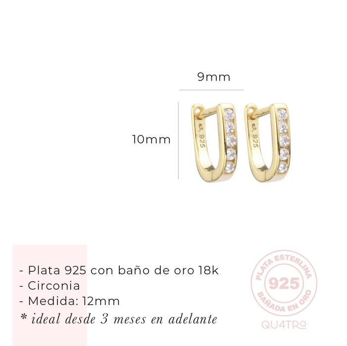 aretes mini huggie circonia 3 – plata 925 -WS-
