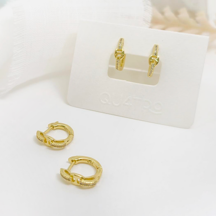 aretes huggie circonia eslabón – plata 925 -WS-