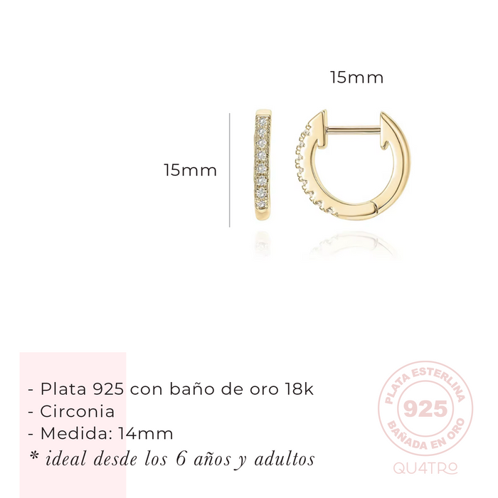 aretes huggie circonia – plata 925 -WS-