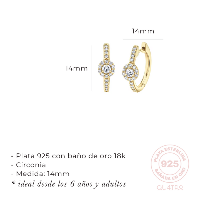 aretes huggie circonia 2 – plata 925 -WS-