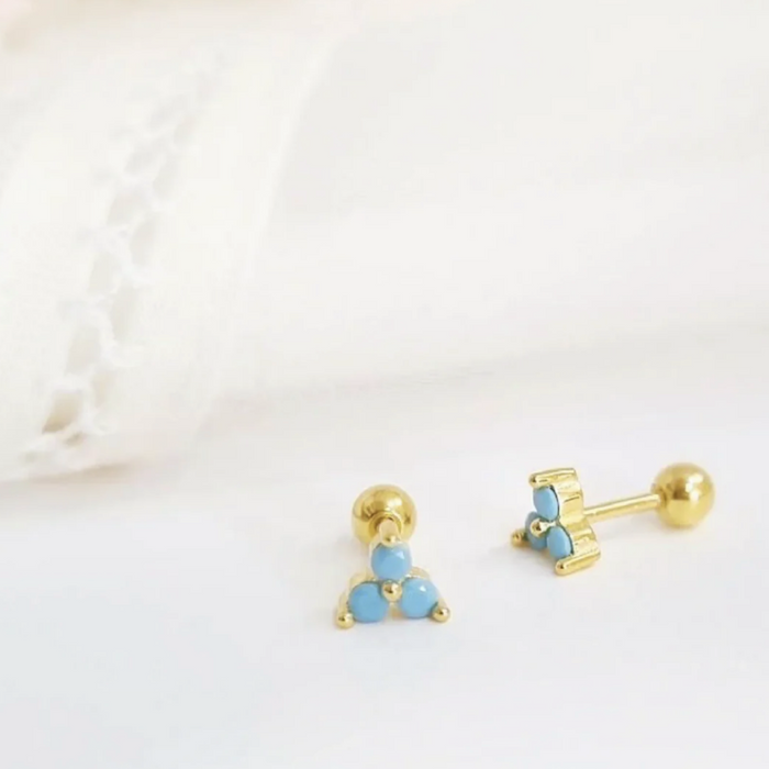 aretes mini trio turquesa – plata 925 -WS-
