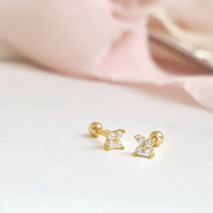 aretes mini cuarteto circonia – plata 925 -WS-