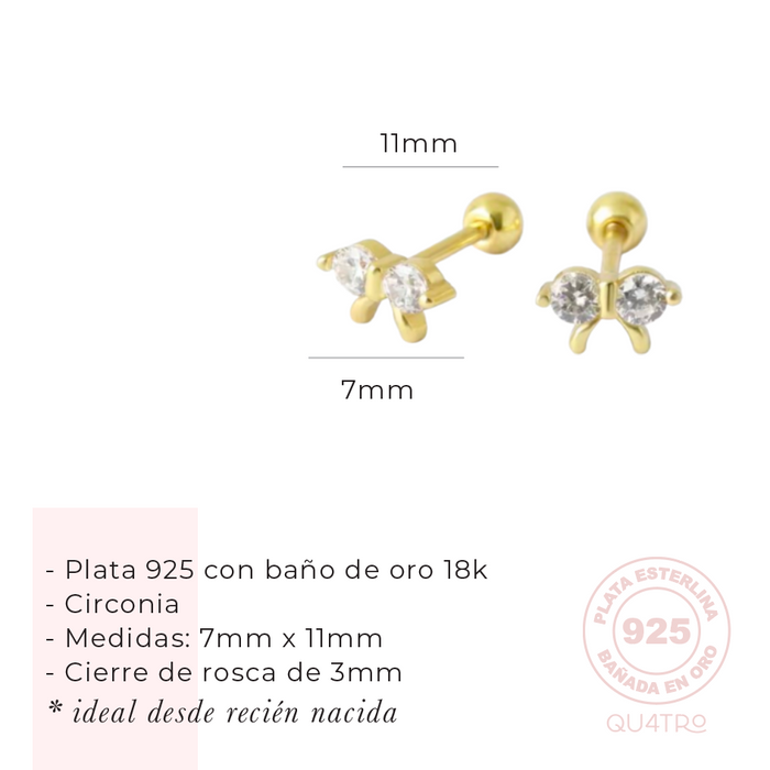 aretes mini lazo circonia – plata 925 -WS-