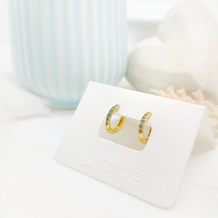 aretes mini huggie turquesa – plata 925