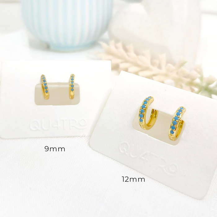 aretes mini huggie turquesa – plata 925