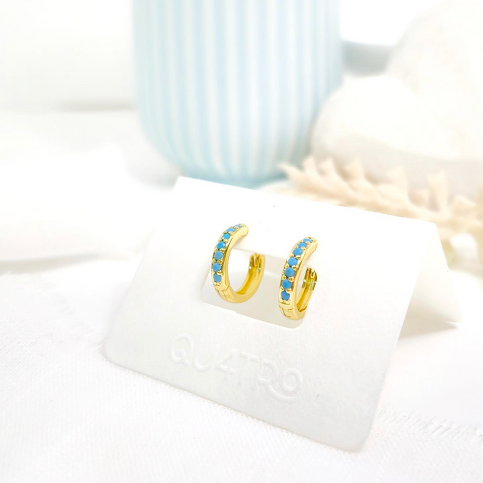 aretes mini huggie turquesa 2 – plata 925