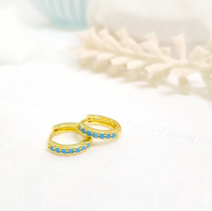 aretes mini huggie turquesa 2 – plata 925 -WS-
