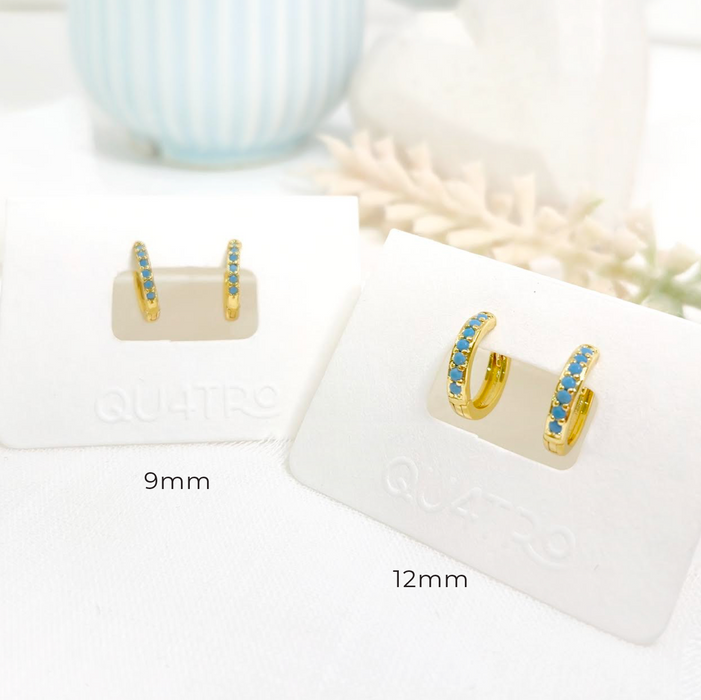 aretes mini huggie turquesa 2 – plata 925