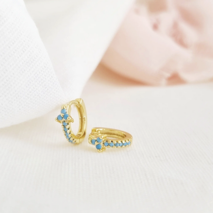aretes huggie trio turquesa 2 – plata 925