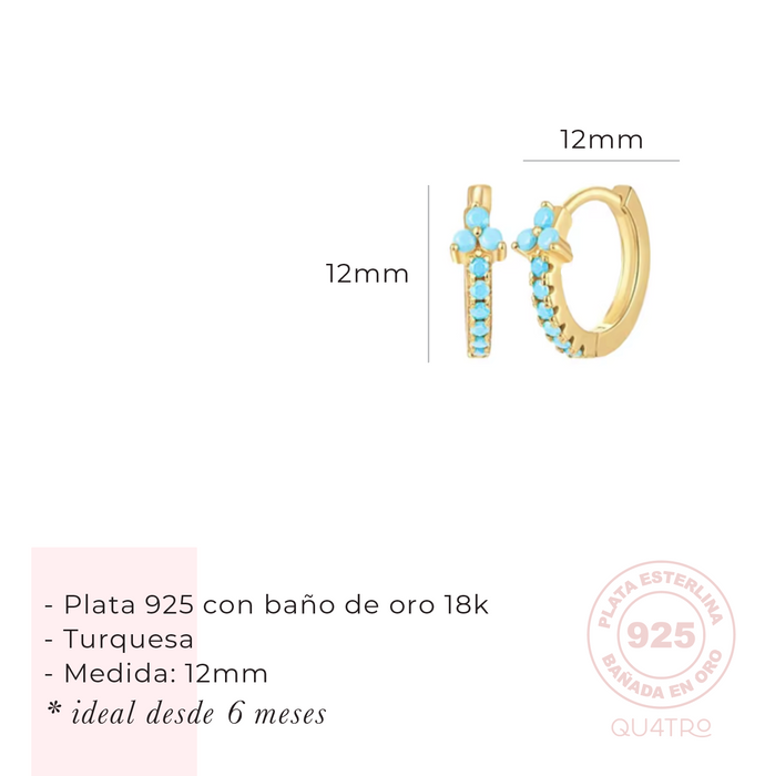 aretes huggie trio turquesa 2 – plata 925